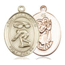 14kt Solid Gold St. Christopher Swimming Medal Pendant 1x3/4 inch handcrafted by Bliss