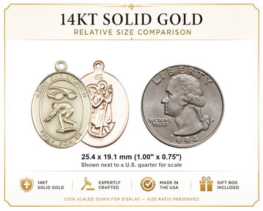 Colgante Medalla de San Cristóbal Mediano de Oro Macizo de 14qt | 1x3/4" | Hecho en EE. UU. por Bliss