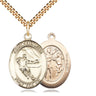 14kt Gold Filled St. Sebastian Hockey Medal Necklace 1x3/4 inch on 24 inch curb chain by Bliss Manufacturing