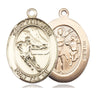 14kt Solid Gold St. Sebastian Hockey Medal Pendant 1x3/4 inch handcrafted by Bliss Manufacturing USA