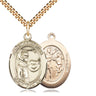 14kt gold filled St. Sebastian golf medal necklace with 24 inch chain, 1 inch by 3/4 inch pendant, Bliss Manufacturing