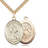 Gold filled St. Sebastian wrestling medal necklace 1 inch by 3/4 inch on 24 inch curb chain by Bliss