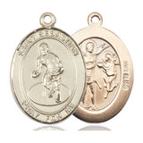 14kt Solid Gold St. Sebastian Wrestling Medal pendant 1 inch by 3/4 inch handcrafted by Bliss Manufacturing