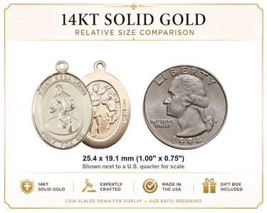 14kt Solid Gold Medium St. Sebastian Wrestling Medal Pendant | 1" x 3/4" | USA Made by Bliss