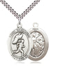 Sterling Silver St. Sebastian Track and Field Medal Necklace 1 inch by 3/4 inch on 24 inch chain by Bliss