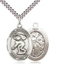 Sterling Silver St. Sebastian Swimming Medal Necklace 1x3/4 inch pendant 24 inch chain Bliss USA