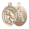 14kt solid gold Guardian Angel football medal pendant 1 inch by 3/4 inch handcrafted by Bliss Manufacturing