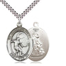 Sterling Silver Guardian Angel Soccer Medal Necklace 1 inch by 3/4 inch with 24 inch Curb Chain by Bliss