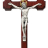 10 inch Cherry Wood Wall Crucifix with detailed resin corpus, contemporary Catholic design, made in USA