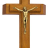 13 inch oak wood sick call crucifix set with walnut finish candles and holy oil for anointing ministry
