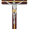 10 inch cherry wood wall crucifix with gold inlay accents contemporary Catholic design gift boxed