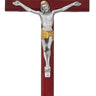 10 inch cherry wood wall crucifix with detailed resin corpus, handcrafted Catholic home decor in gift box