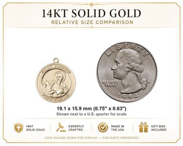 14kt Solid Gold Medium St. Andrew Patron Saint Medal Pendant | 3/4 x 5/8 | Handcrafted in USA by Bliss