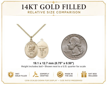 14kt Gold Filled Medium St. Agatha Patron Saint Medal Necklace | 3/4" x 1/2" | 18" Chain | USA Made by Bliss