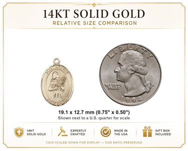 Colgante Medalla de San Agatha Patrona de Oro Macizo de 14kt Mediano | 3/4 x 1/2 | Fabricado en EE. UU. por Bliss