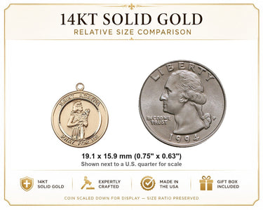 Medalla de Santa Ágata de oro macizo de 14 quilates de 1,9 x 1,6 cm | Fabricado en EE. UU. por Bliss