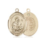 14kt solid gold St. Benedict patron saint medal pendant 3/4 x 1/2 inches handcrafted by Bliss Manufacturing USA