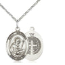 Sterling silver St. Benedict patron saint medal necklace with 3/4 inch pendant on 18 inch curb chain, handcrafted by Bliss Manufacturing USA