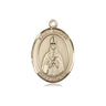 14kt solid gold St. Blaise patron saint medal pendant, 3/4 inch by 1/2 inch, handcrafted by Bliss Manufacturing USA