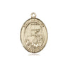 14kt solid gold St. Benjamin patron saint medal pendant, 3/4 inch by 1/2 inch, handcrafted by Bliss Manufacturing USA