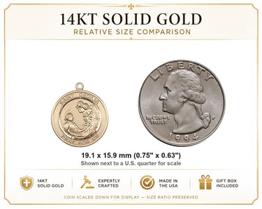 Colgante de Medalla de Santa Cecilia Mediana de Oro Macizo de 14kt | 1.9 cm x 1.6 cm | Hecho a mano en EE. UU. por Bliss