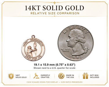 Colgante de oro macizo de 14 quilates con la Medalla de Santa Bernadette mediana | 1.9 x 1.6 cm | Hecho a mano en EE. UU. por Bliss
