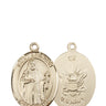 14kt Solid Gold St. Brendan the Navigator Navy Patron Saint Medal Pendant 3/4x1/2 inch by Bliss