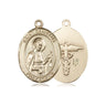 14kt solid gold St. Camillus of Lellis patron saint medal pendant for nurses and EMTs, 3/4 x 1/2 inches, handcrafted in USA by Bliss Manufacturing