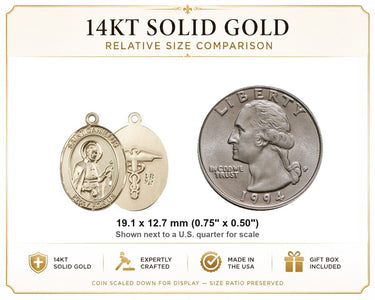 14kt Solid Gold Medium St. Camillus of Lellis Patron Saint Medal Pendant | 3/4 x 1/2 | Handcrafted in USA by Bliss