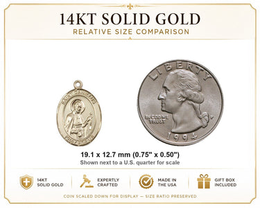 14kt Solid Gold Medium St. Camillus of Lellis Medal Pendant | 3/4" x 1/2" | Handcrafted in USA by Bliss