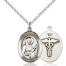 Sterling silver St. Camillus of Lellis patron saint pen-shaped medal necklace 3/4x1/2 with 18 inch chain by Bliss