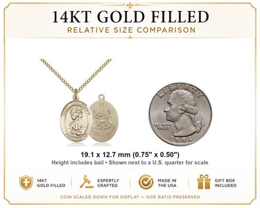 14kt Gold Filled Medium St. Christopher Coast Guard Necklace | 3/4"x1/2" | 18" Chain | Bliss