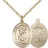 14kt Gold Filled St. Christopher National Guard Medal Necklace 3/4 inch x 1/2 inch on 18 inch chain by Bliss