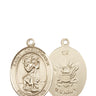 14kt solid gold St. Christopher Navy medal pendant 3/4 x 1/2 inches handcrafted by Bliss