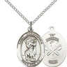 Sterling silver St Christopher National Guard medal necklace 3/4 inch by 1/2 inch on 18 inch chain by Bliss