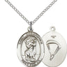 Sterling Silver St. Christopher Paratrooper Medal Necklace 3/4 inch by 1/2 inch with 18 inch chain by Bliss