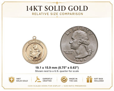 Colgante de Medalla de Santa Clara de Asís de Oro Sólido de 14kt | 1.9 cm x 1.6 cm | Hecho a Mano en EE. UU. por Bliss