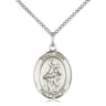 Sterling silver St. Jane of Valois patron saint medal necklace with 18 inch curb chain by Bliss