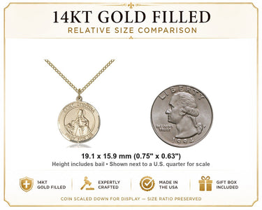 14K Gold Filled St. Dymphna Medal Necklace – Large Patron Saint Pendant