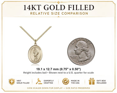 14kt Gold Filled Medium St. Florian Medal Necklace | 3/4" x 1/2" | 18" Chain | USA Made by Bliss