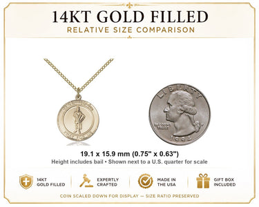 14kt Gold Filled Medium St. Florian Medal Necklace | 3/4" x 5/8" | 18" Chain | USA Made by Bliss