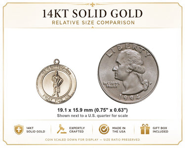 14kt Solid Gold Medium St. Florian Patron Saint Medal Pendant | 3/4 x 5/8 | Handcrafted in USA by Bliss