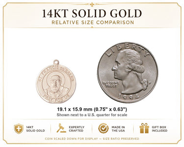 14kt Solid Gold Medium St. Francis de Sales Medal Pendant | 3/4" x 5/8" | Handcrafted in USA by Bliss