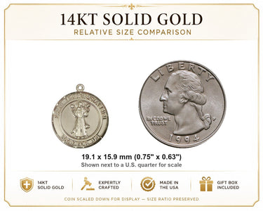 14kt Solid Gold Medium St. Francis of Assisi Patron Saint Medal Pendant | 3/4 x 5/8 | USA Made by Bliss