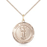 14kt Gold Filled St. Francis patron saint medal necklace 3/4 x 5/8 pendant with 18 inch chain by Bliss Manufacturing