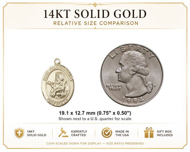 14kt Solid Gold Medium St. Francis Xavier Patron Saint Medal Pendant | 3/4" x 1/2" | Handcrafted in USA by Bliss