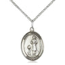 Sterling Silver St. Genesius of Rome Patron Saint Medal Necklace 3/4 x 1/2 inch with 18 inch Chain by Bliss