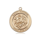 14kt Solid Gold St. George Medal Pendant 3/4 x 5/8 inches Handcrafted by Bliss Manufacturing