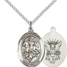 Sterling silver St. George Navy patron saint medal necklace, 3/4 x 1/2 inch, 18 inch chain, handmade by Bliss
