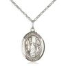 Sterling Silver St. Genevieve Patron Saint Medal Necklace 3/4x1/2 18 inch Chain Bliss USA